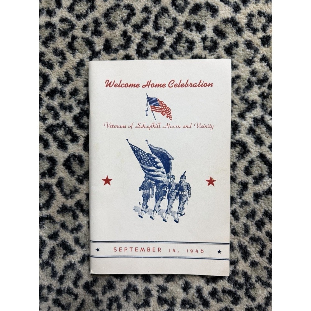 1946 Welcome Home Celebration Program Schuylkill Haven PA WWII Veterans VFW USA
